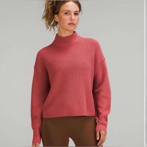 Lululemon Merino Wool-Blend Ribbed Turtleneck Sweater Brier Rose Size 6